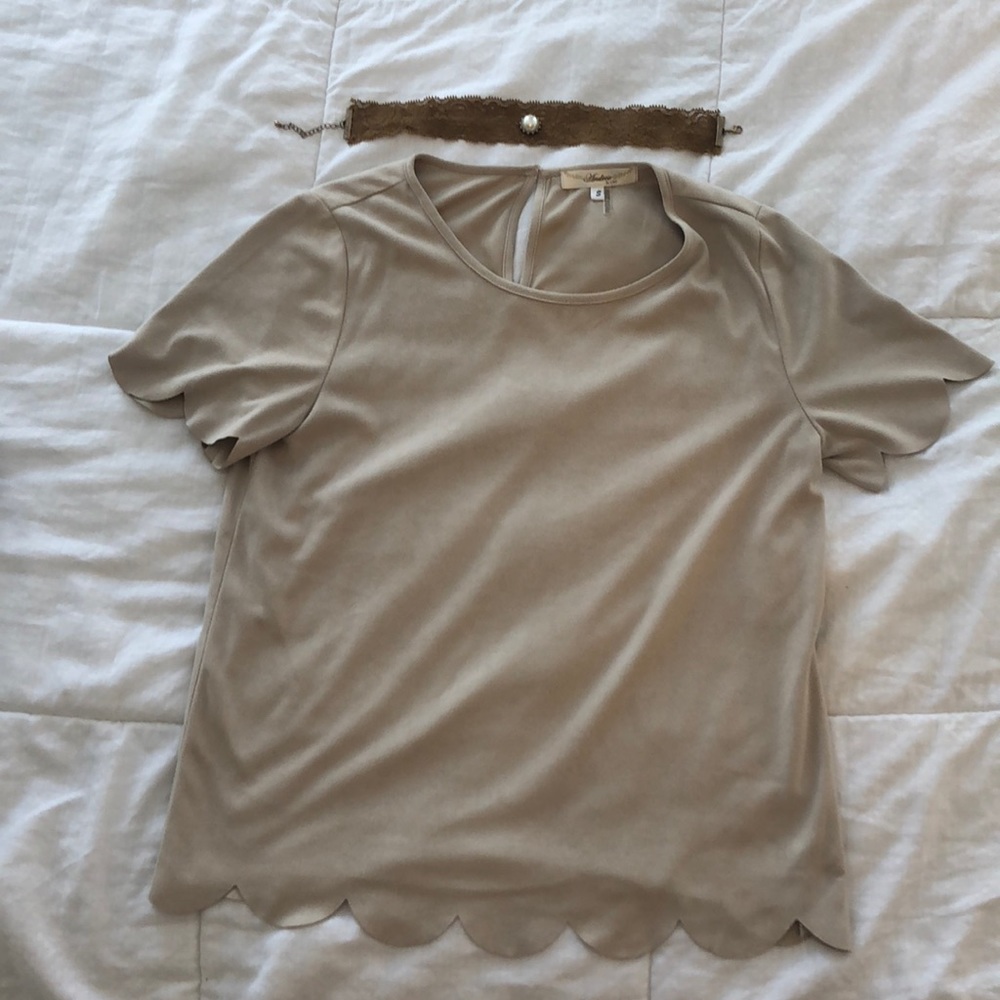 Andree by unit faux suede short sleeve top